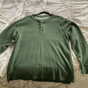 Red Head Waffle Knit Henley long sleeve shirt